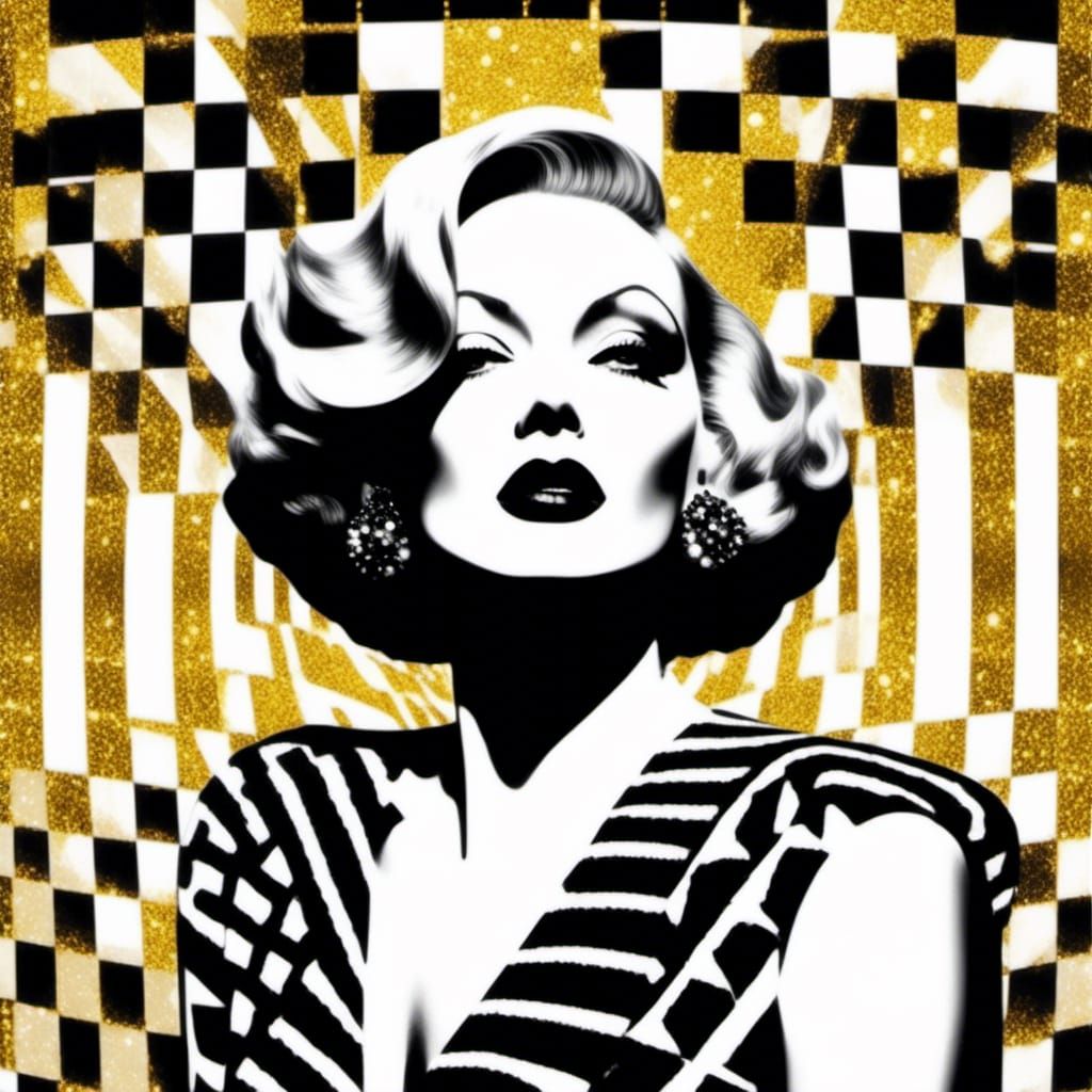 Art Deco Glamour: Black, White and Gold Illustration
