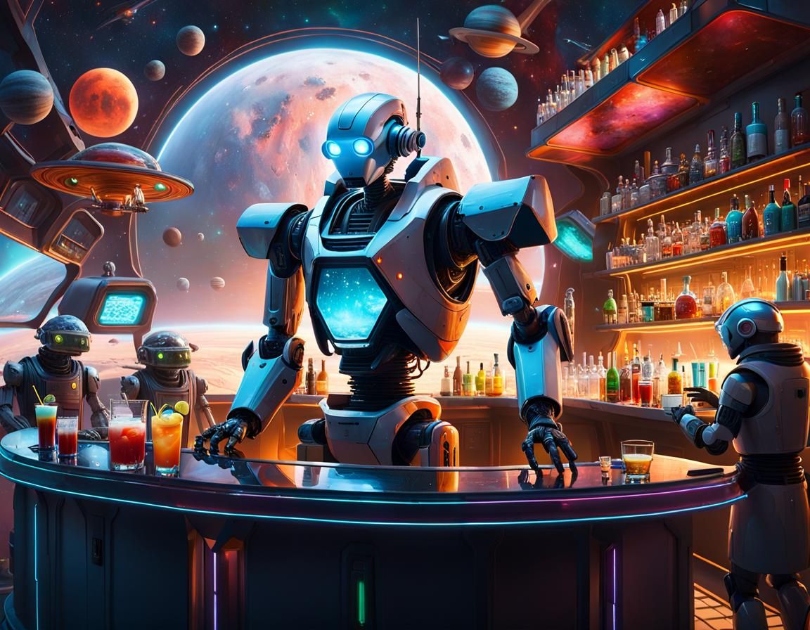 Robot Bartender in Interplanetary Space Bar