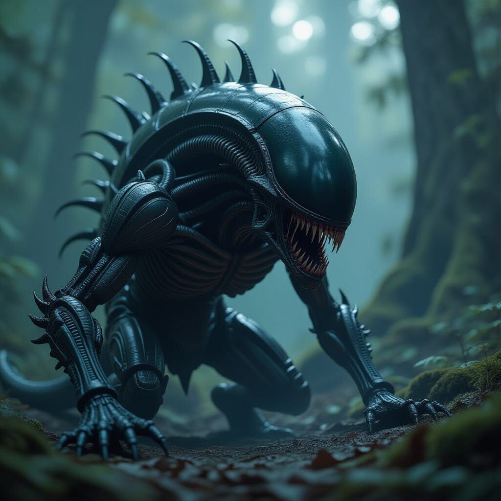 Biomechanical Parasite in Cinematic Film Still