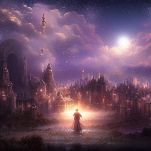 Fantastical Starry Sky in Detailed Matte Painting