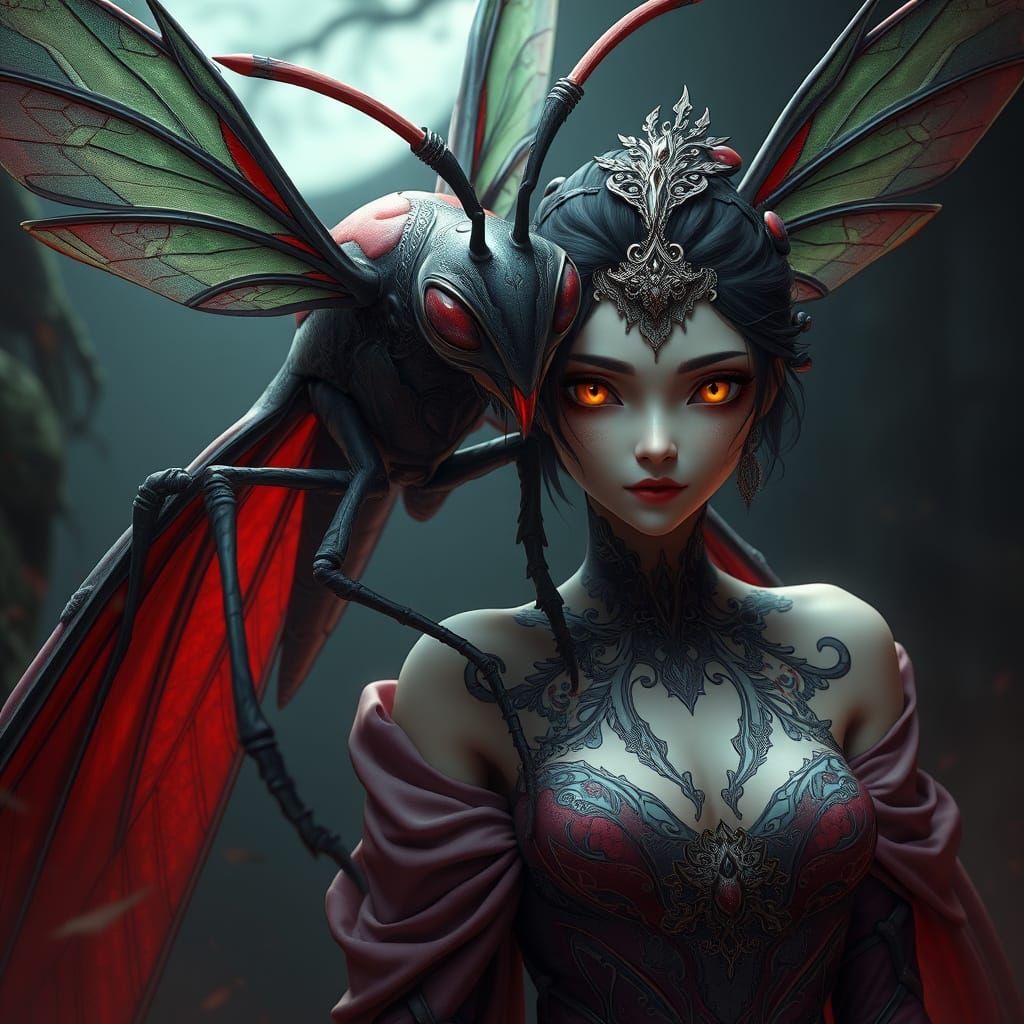 Mystical Hybrid Creature in Anime Art Style