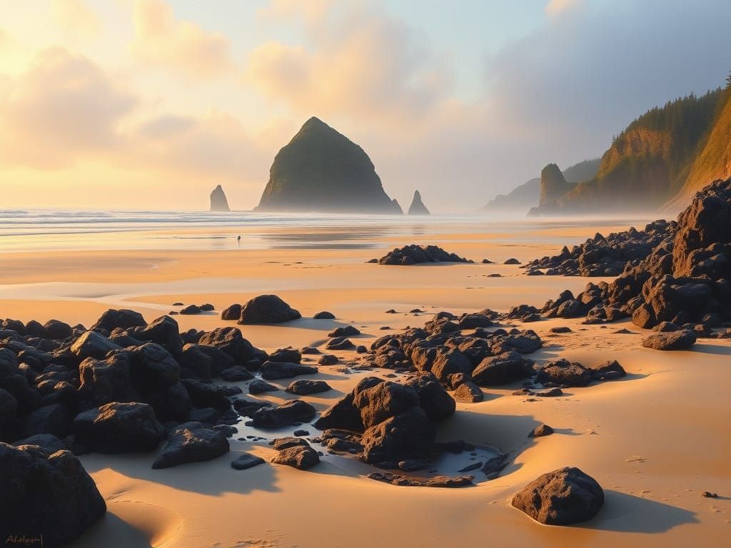 Misty Sunset on Cannon Beach