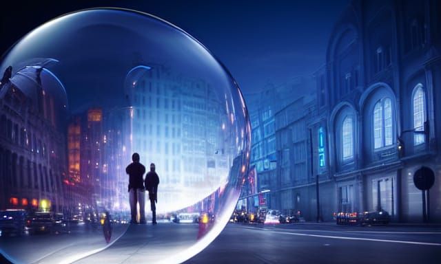 Futuristic City Inside Glassy Bubble