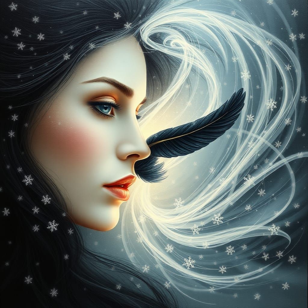 Ethereal Faces in a Surrealist Yin Yang