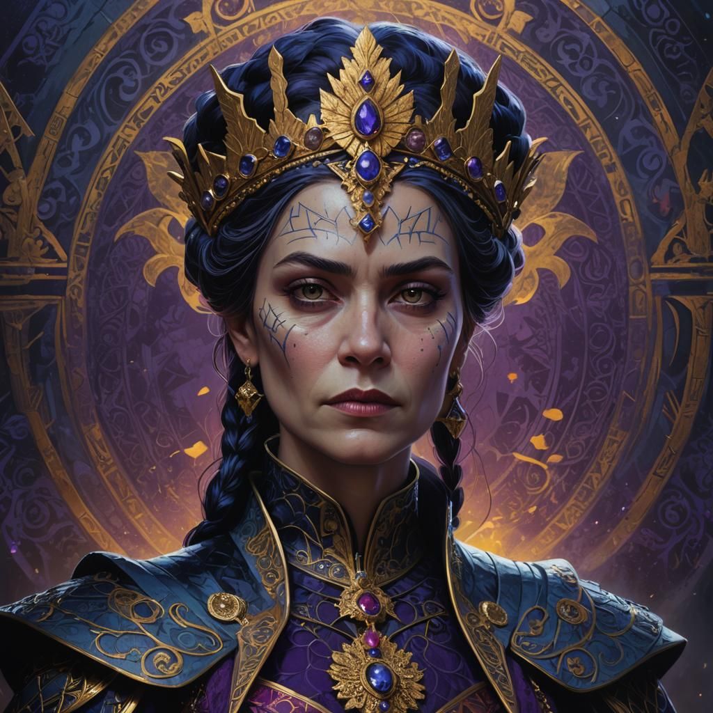 Queen Grimhilde Hyperrealistic Concept Art in Dark Fantasy S...