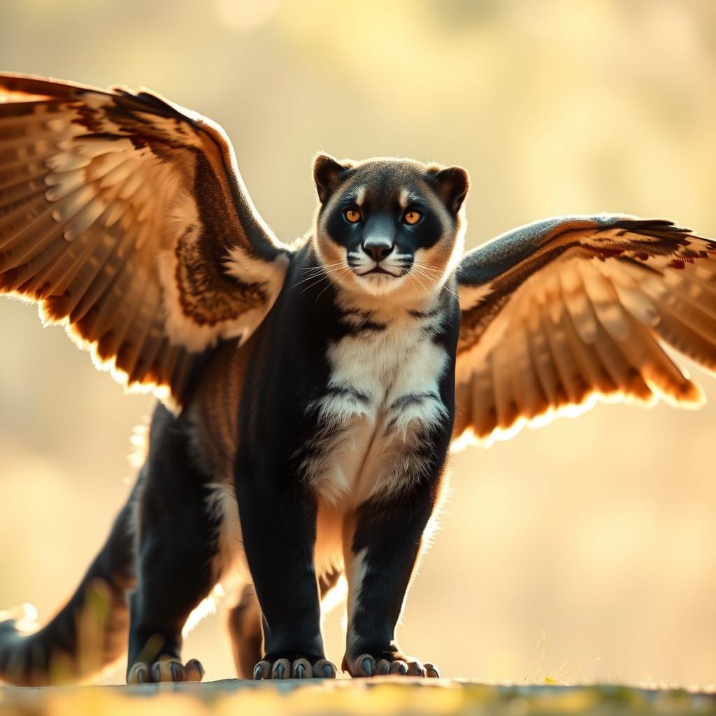 Regal Cougar-Giant Panda-Falcon Hybrid Majestically Unfurls ...