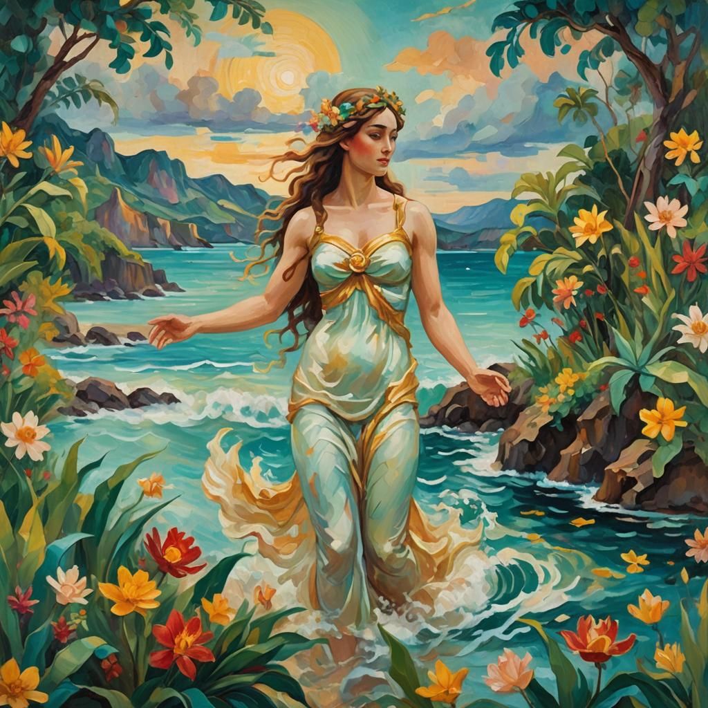 Venus Rising: A Post-Impressionist Oil Painting