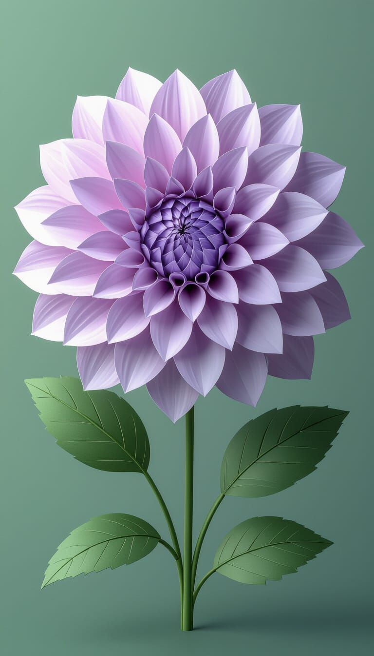 Lavender Dahlia Paper Sculpture in Digital Art Style