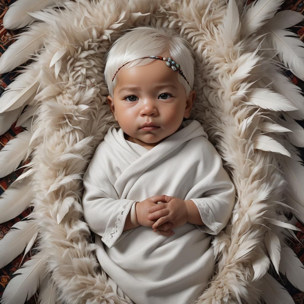Native American Newborn Portrait in Hyperdetailed Style