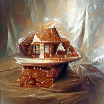 Gingerbread House in Oil Painting Style