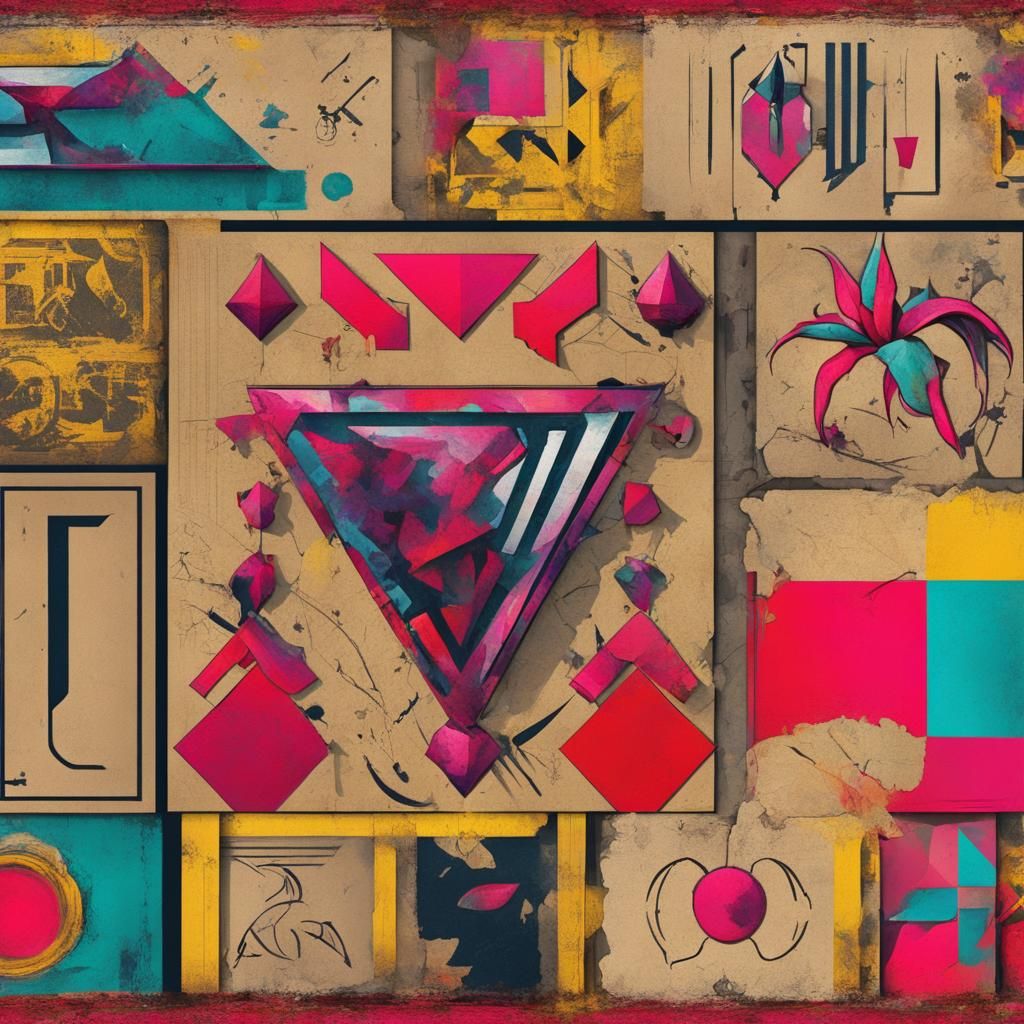 Polychromatic Collage of Geometric Graffiti Art