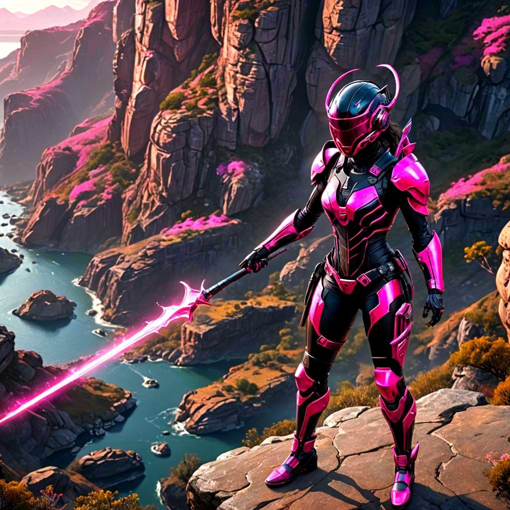 Cybernetic Superheroine with Crystal: Digital Matte Painting