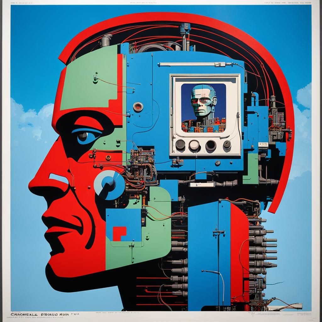 Cyborg Robot Man in 1930s Poster Style