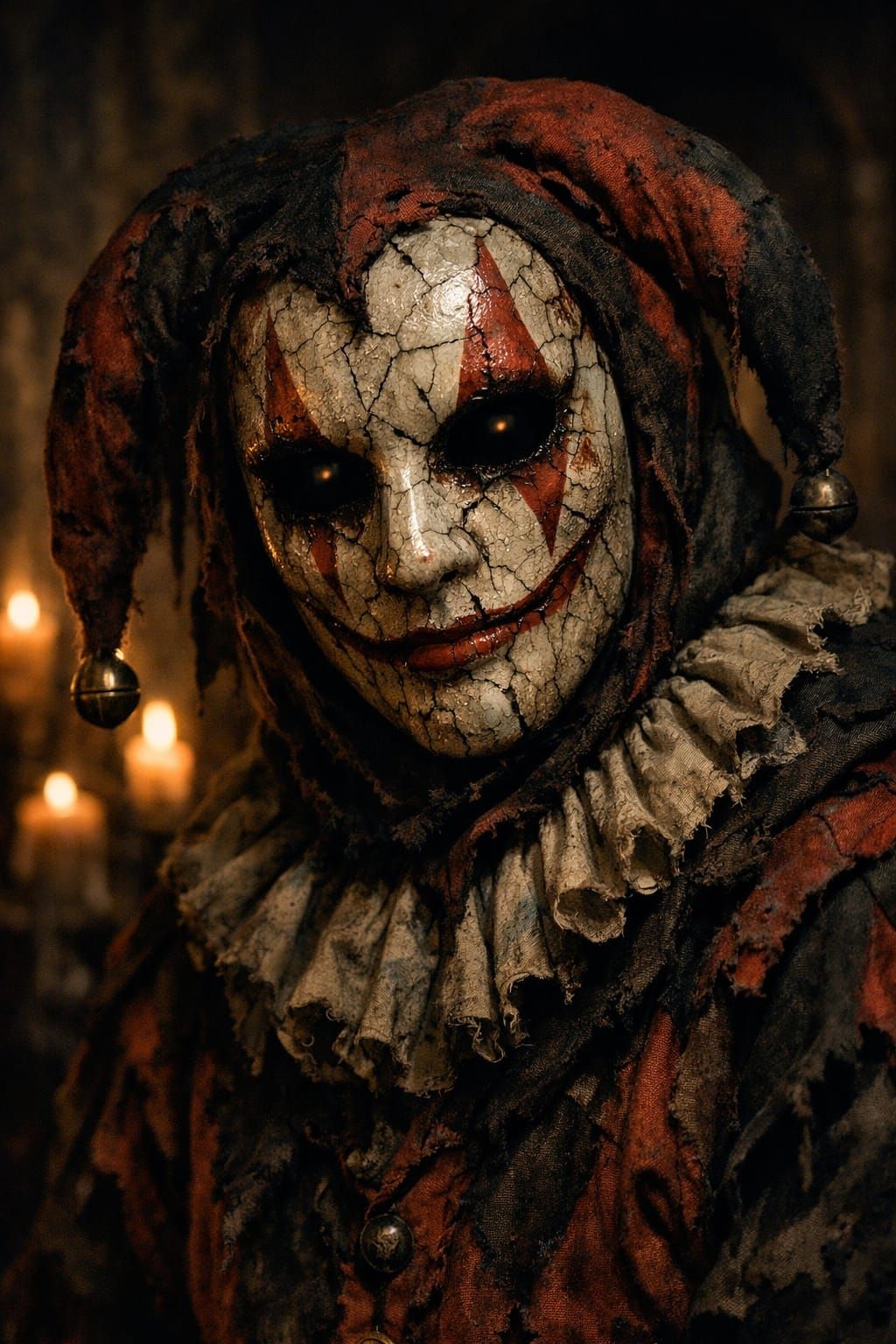 Gothic Jester Mask in Deep Shadows