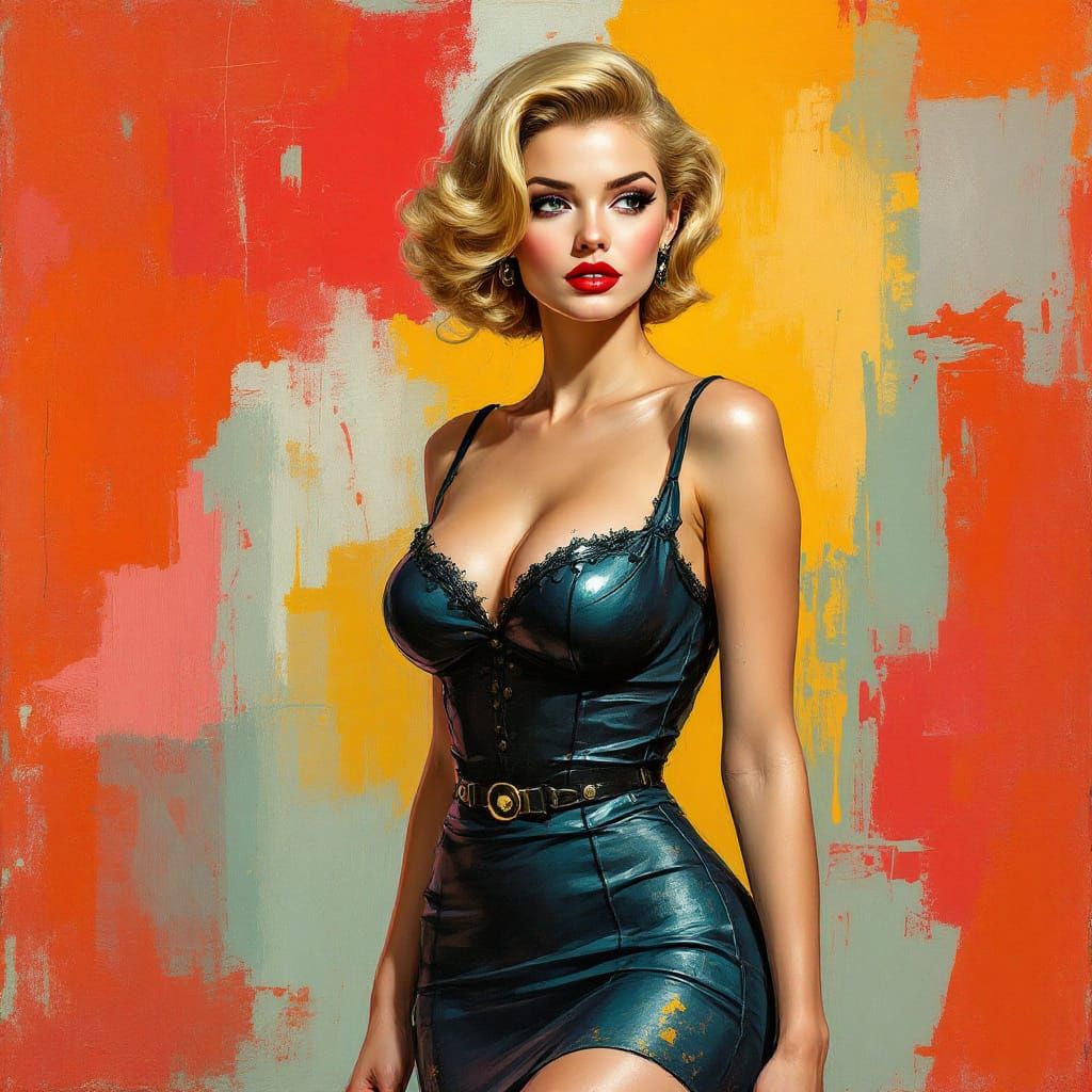 1950s Pin Up Woman with Bold Eye Contact