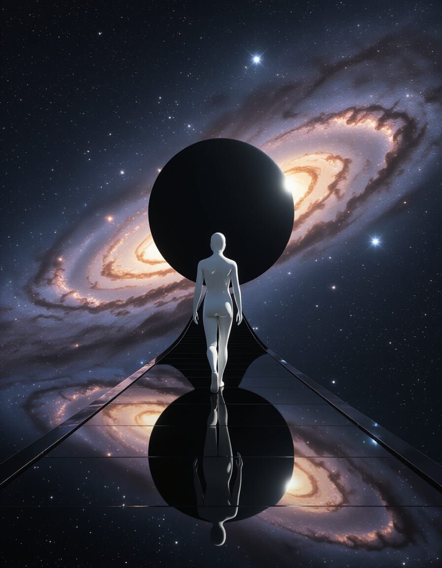 Porcelain Figure Walks Toward Black Hole in Hyper-Realistic ...