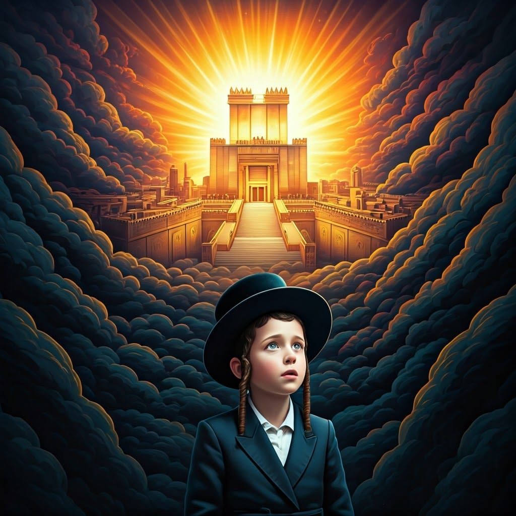 Jerusalem Temple Graffiti Watched by Hasidic Boy in Anime St...