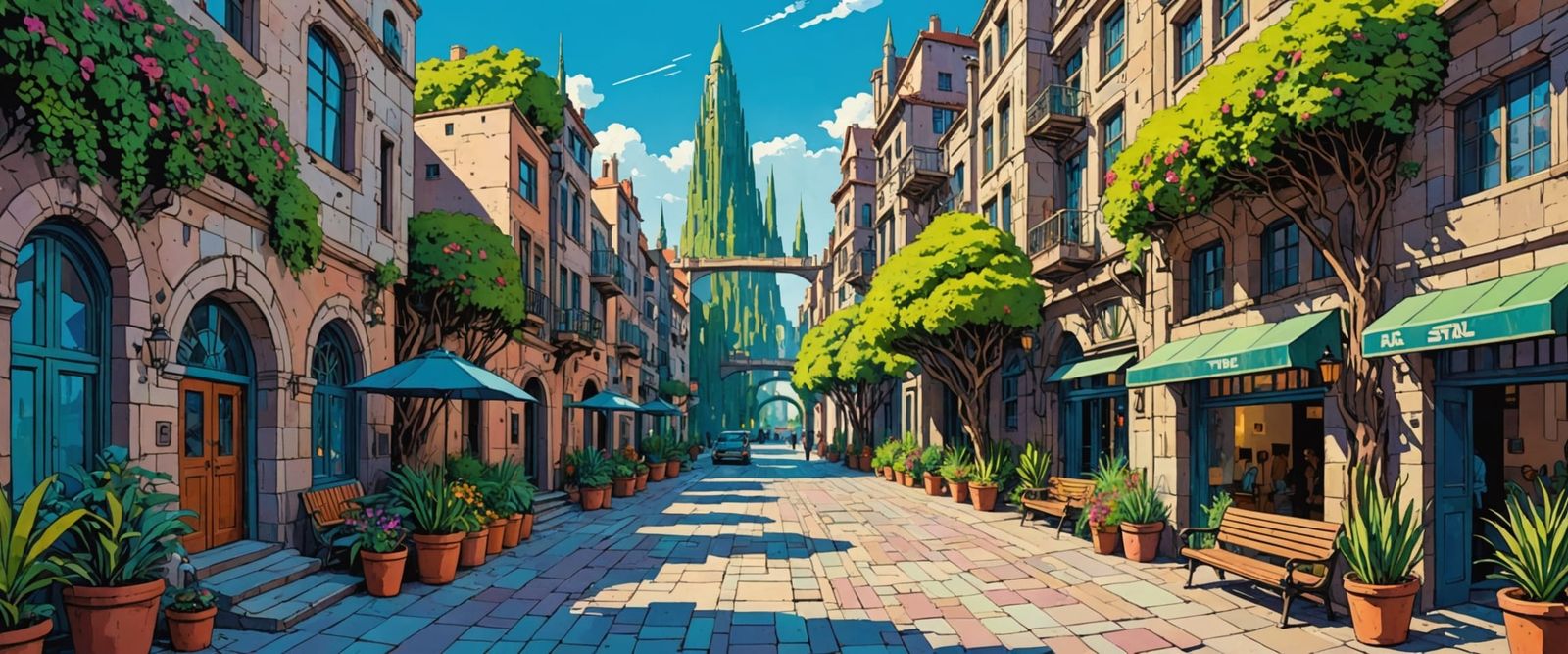 Futuristic City in Comic Book Style