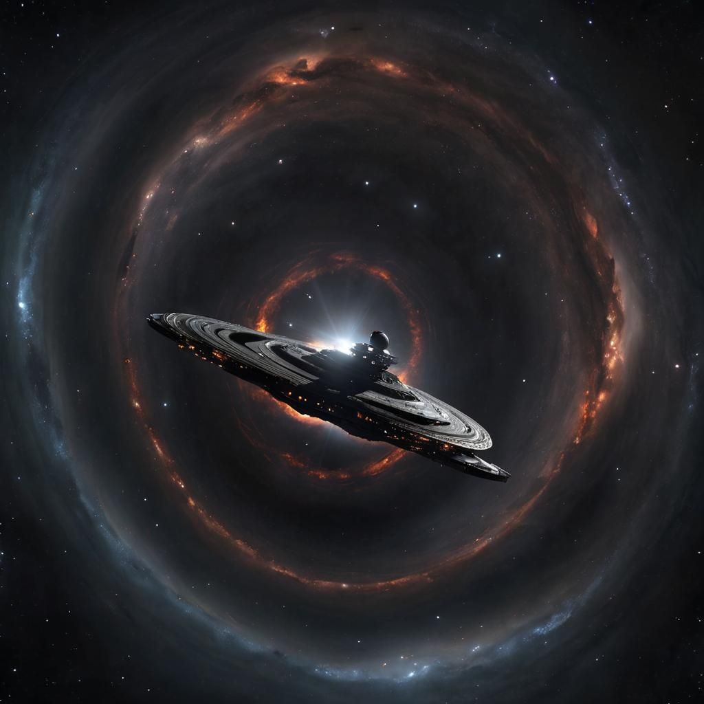 Mega Spaceship nearing Ton 618 black hole.