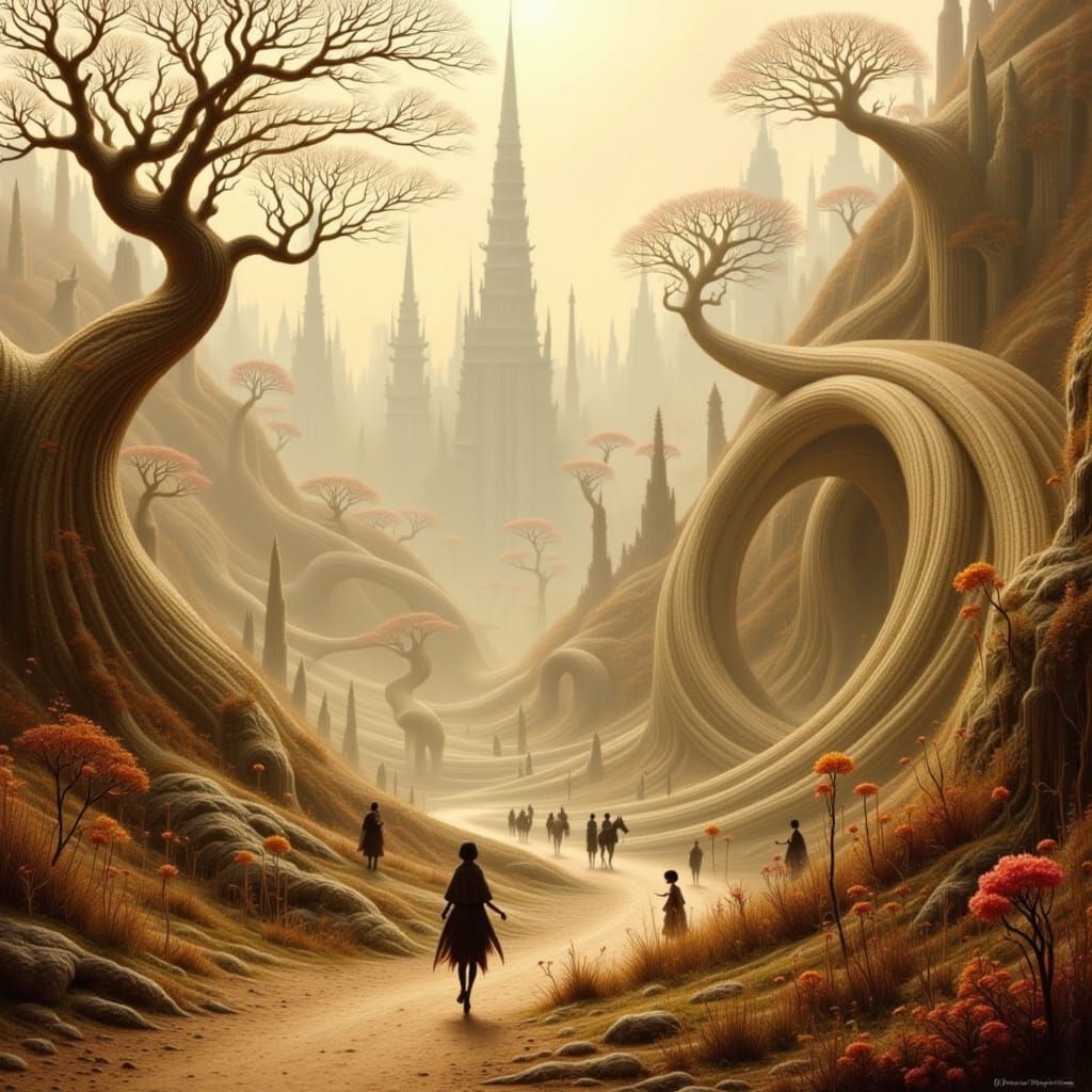 Dreamlike Pipe Landscape in Turner-Dali-Beksiński Style