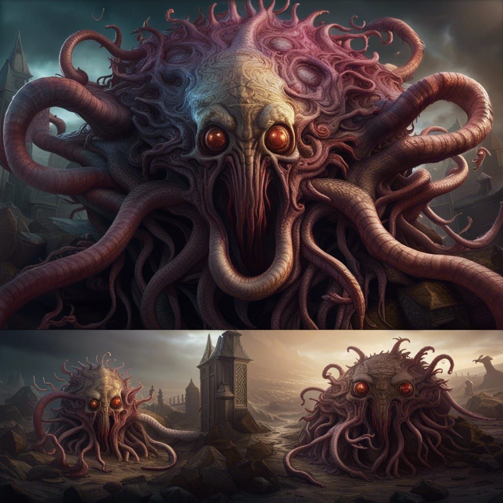 Grotesque Godlike Eldritch Horror in Detailed Digital Painti...