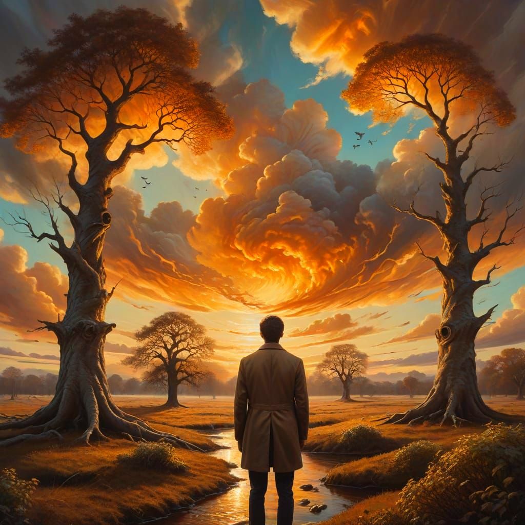 Surreal Person in Loebnitz: Vibrant Oil Painting