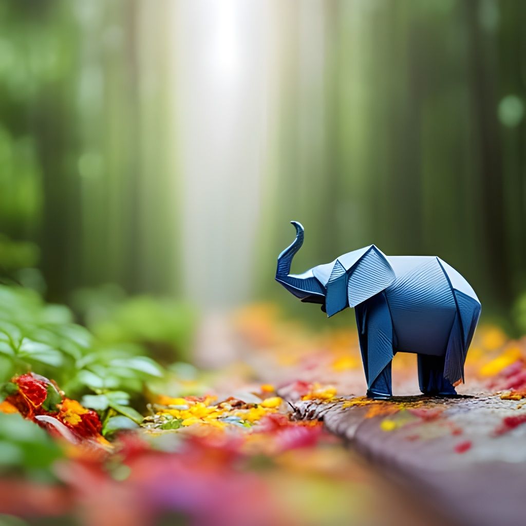 Detailed Origami Elephant Miniature Papercraft