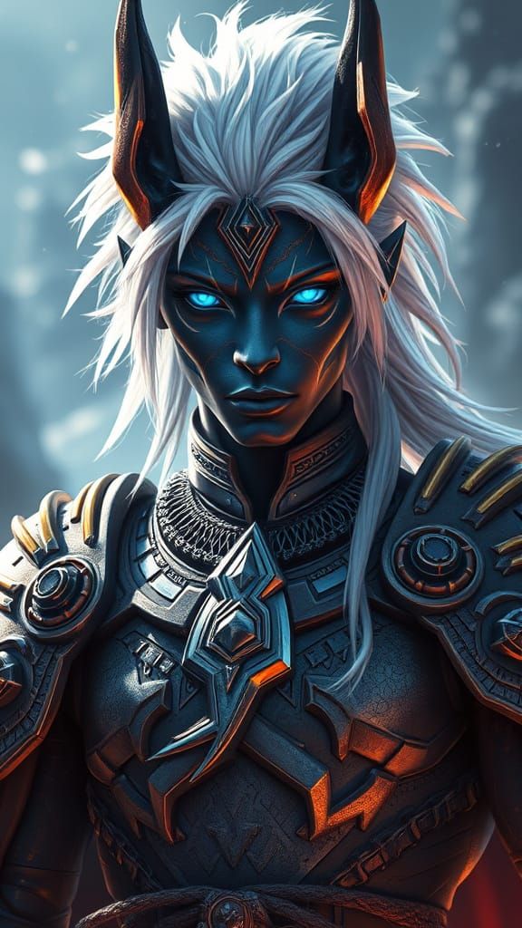 Majestic Xylan Warrior in Cosmic Digital Art Style