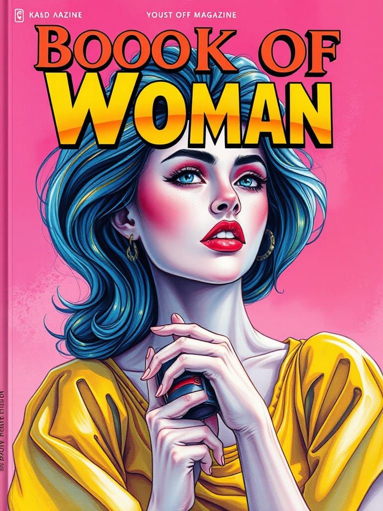 Illustrated Magazine Cover in Vibrant Digital Watercolour St...