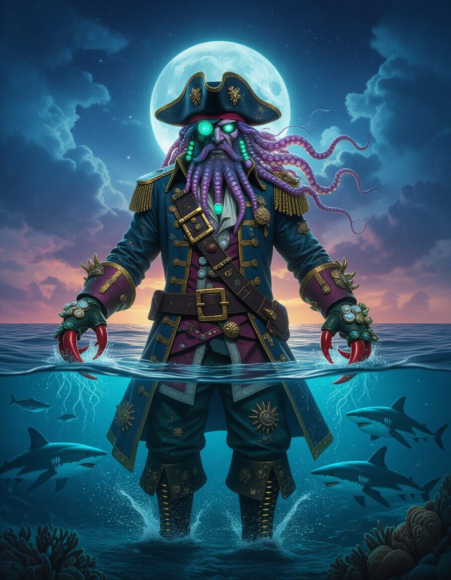 Undead Pirate Lord Emerges in Bioluminescent Storm