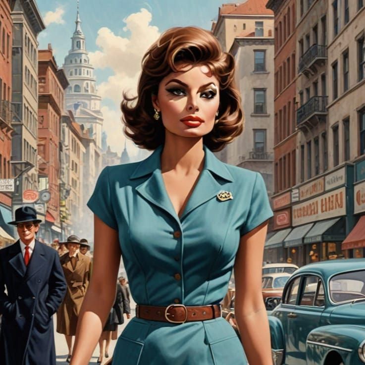 Vintage Pulp Magazine Woman Embarks on Gritty City Adventure