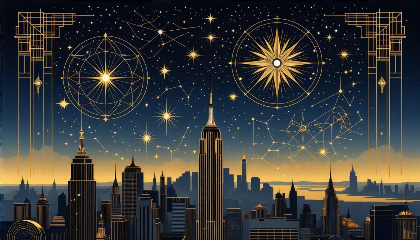 Art Deco Starry Skies: A Geometric Constellation