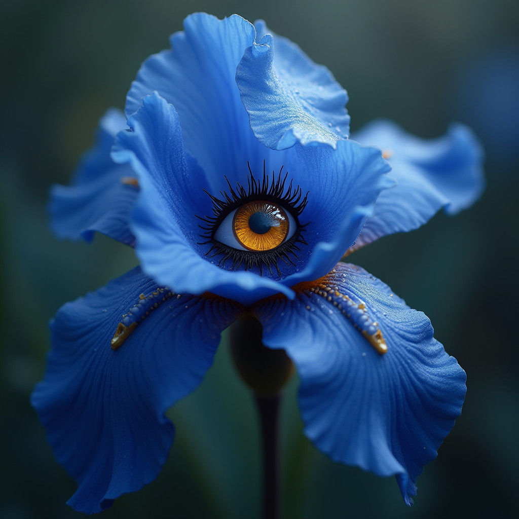 Blue Iris with Golden Eye: Fantasy Concept Art