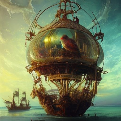 Victorian Pirate Ship Inside Crystal Ball