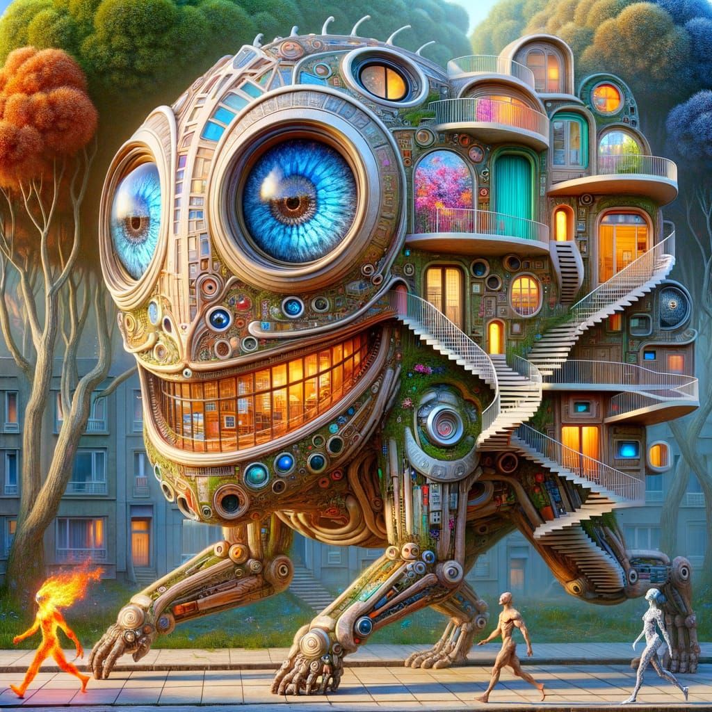 Surreal Walking Home in Futuristic Alien Forest