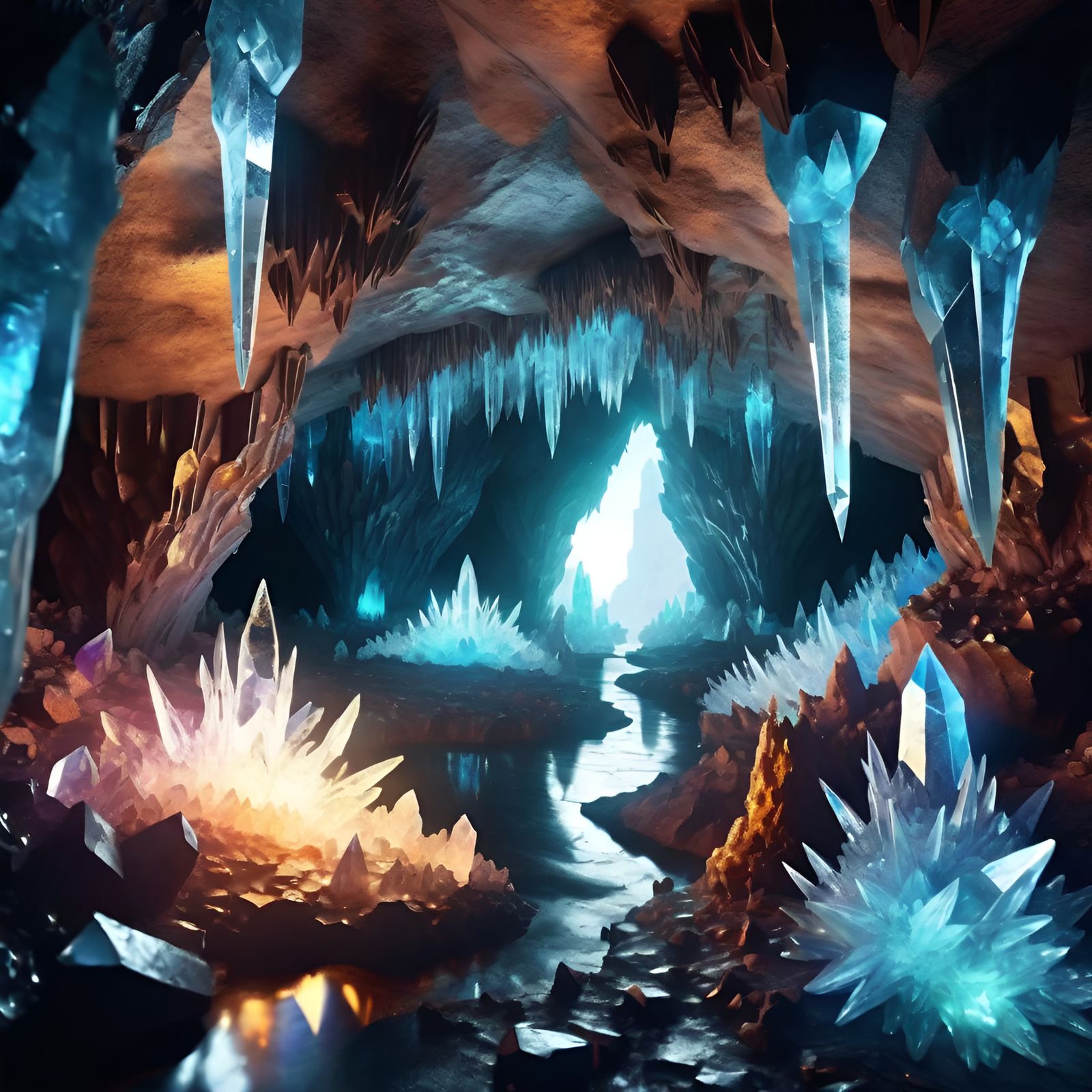 Glowing Crystal Cave Fantasy in High Resolution
