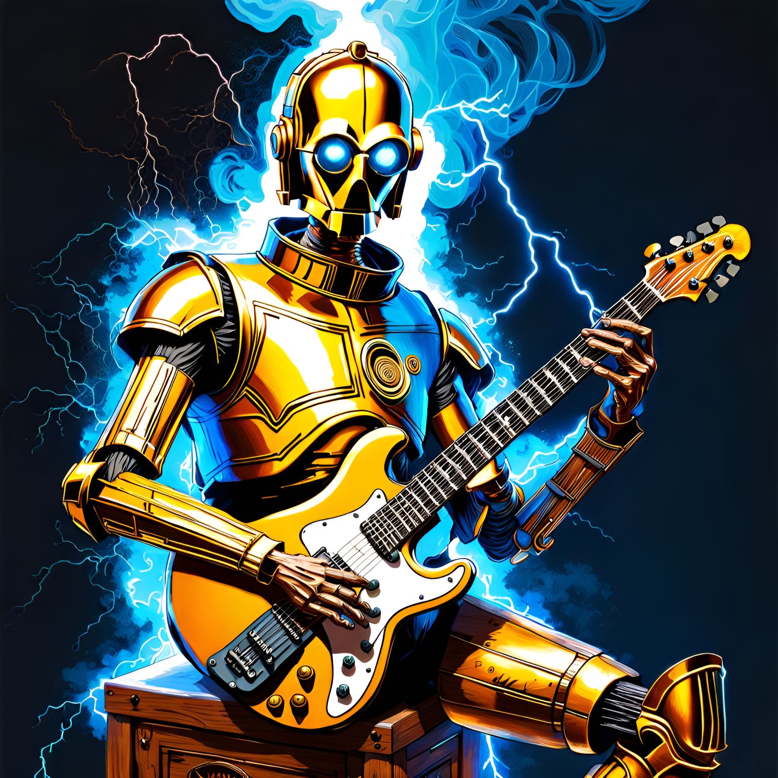 C-3PO Rocks Out: Electric Guitar Portrait