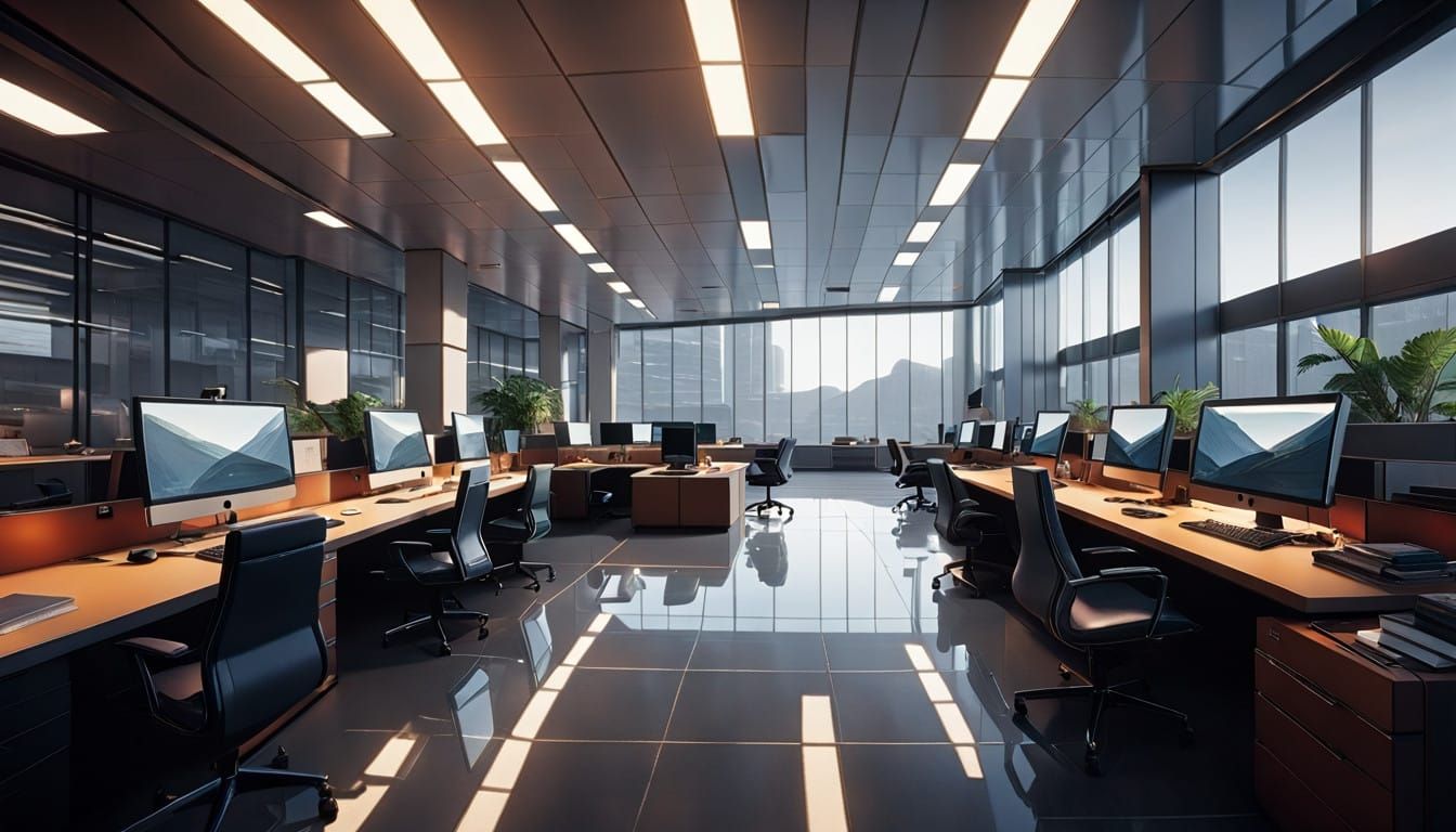 Confident Executive in Modern Corporate Corridor