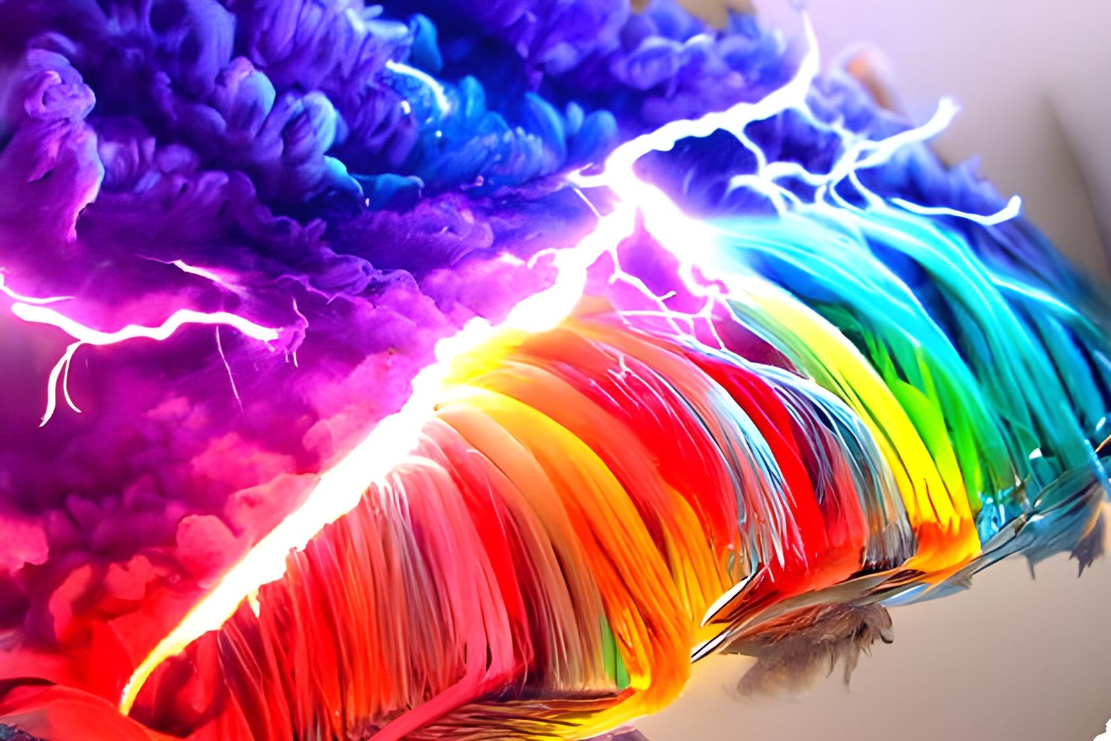 Rainbow Lightning Hybrid in Hyperreal Digital Art