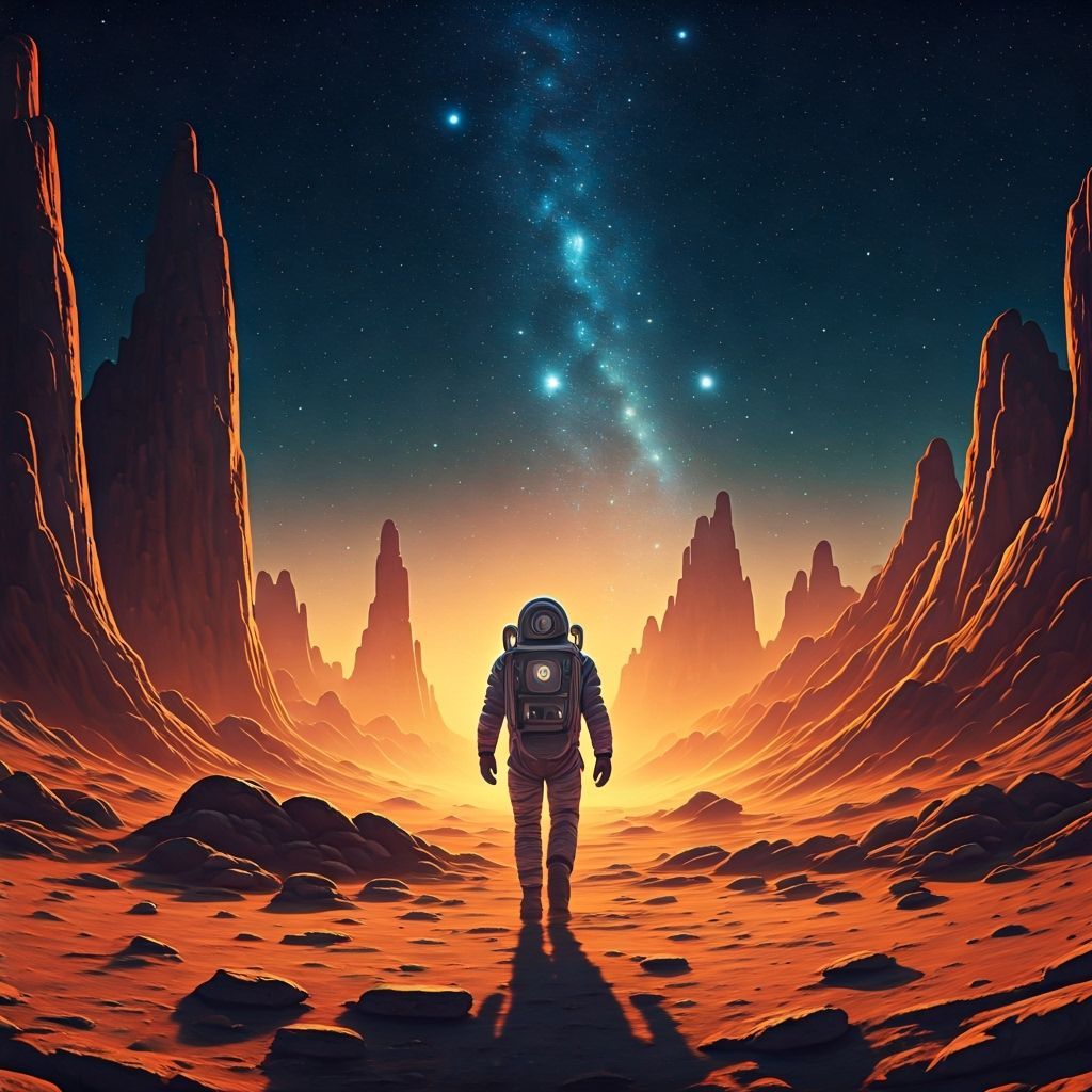 Astronaut on Alien Planet in Hyper-Realistic Style