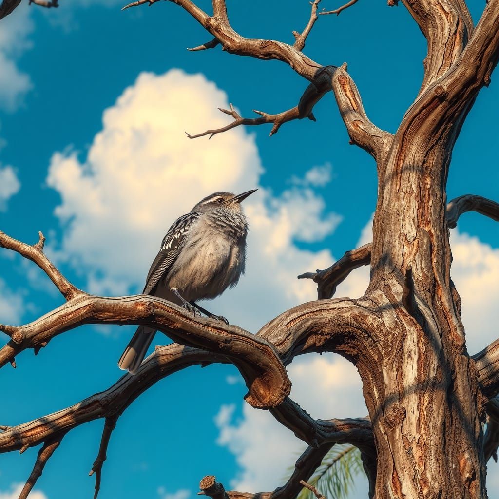 Florida Mockingbird in Atmospheric Digital Painting