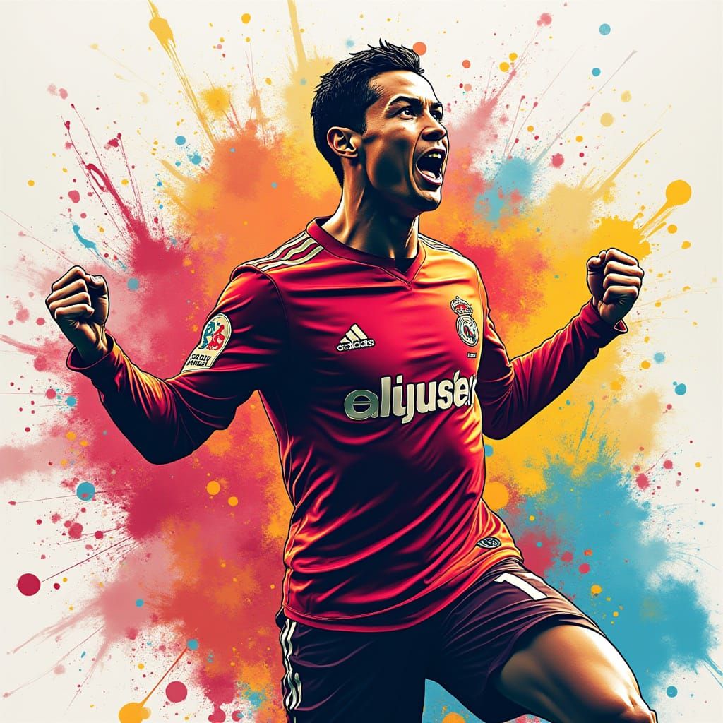 Cristiano Ronaldo's Iconic Siuuu Celebration in Graffiti Art