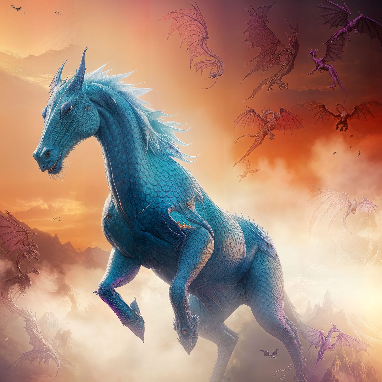 Fantastical Dragon Horse in Detailed Matte Painting