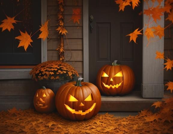 Halloween Robot Jack-o-Lantern in Whimsical Digital Art