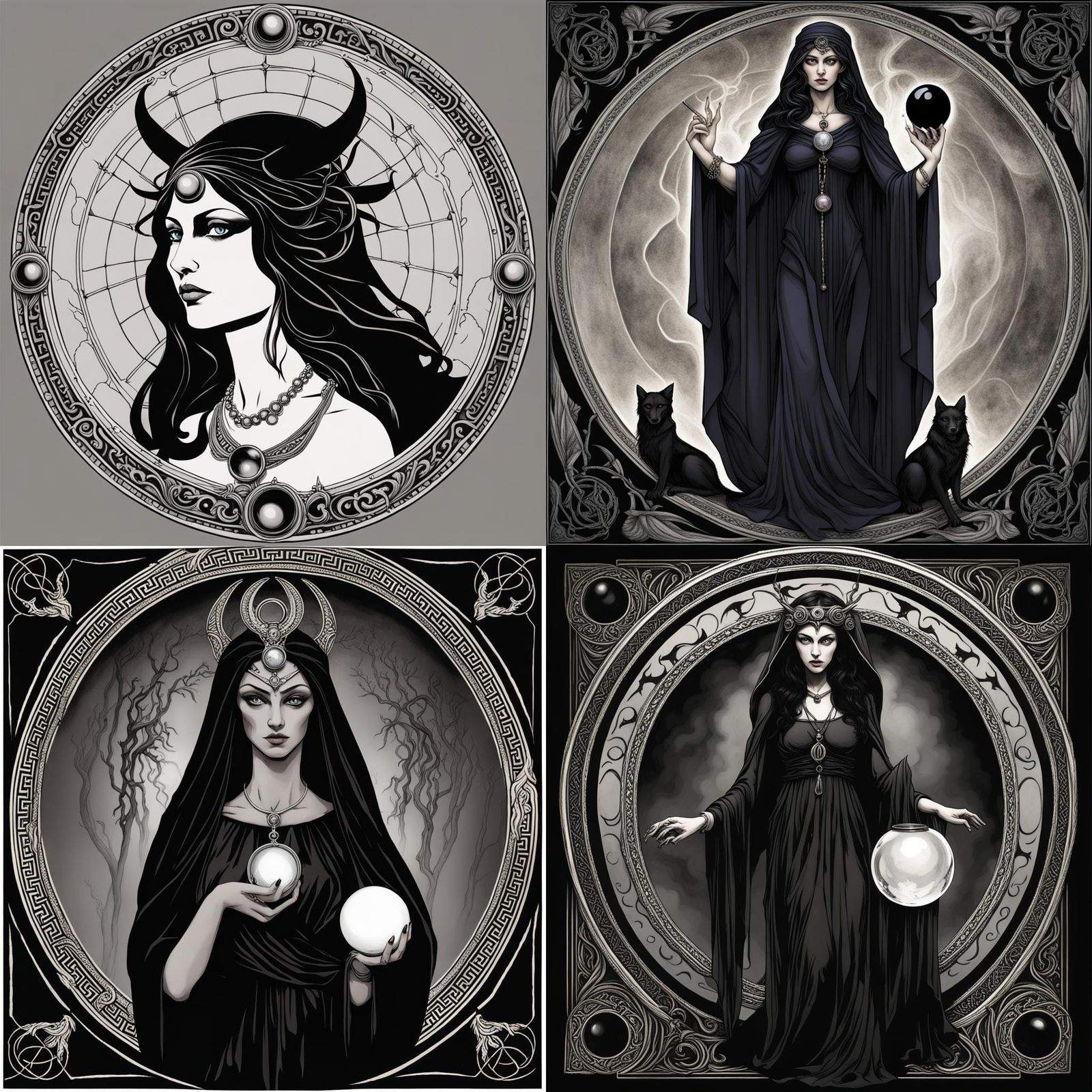 Goddess Hecate in Shadowy Realm, Fantasy Art