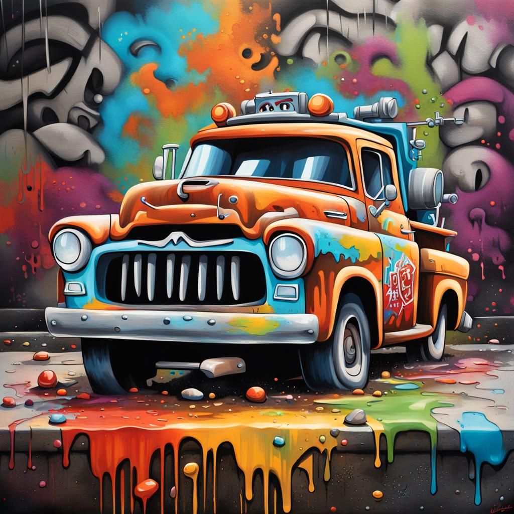 Tow Mater as Graffiti Splash Art