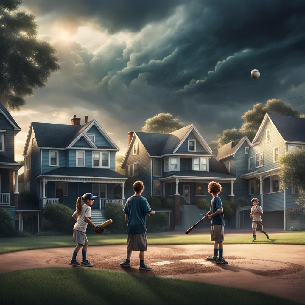 Children's Baseball Game: Dramatic Digital Matte Painting