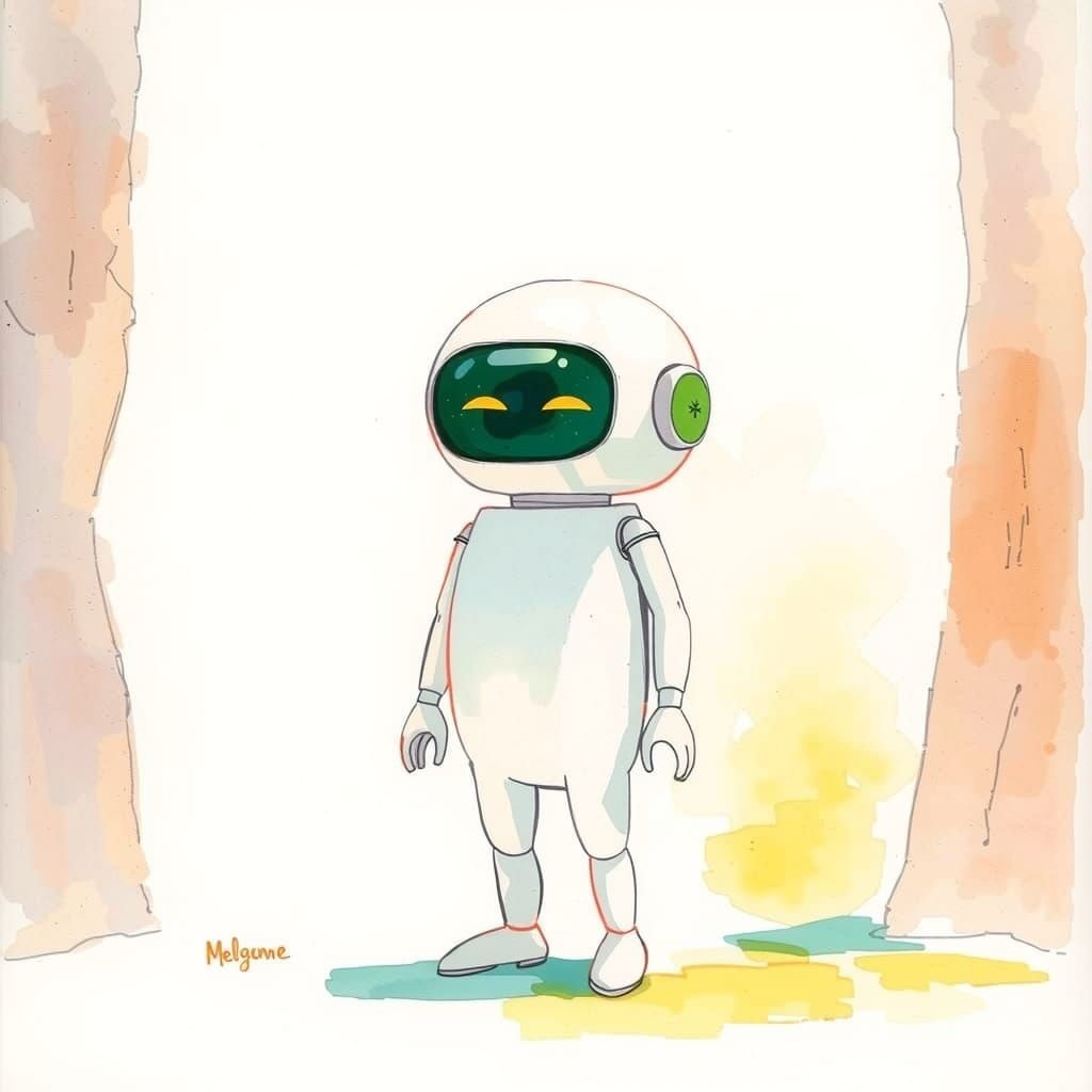 Cheerful Pastel Android in Retro Comic Style