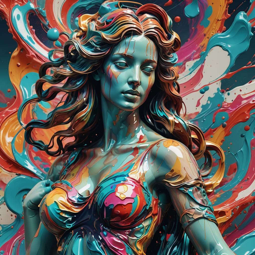 Venus de Milo in Digital Glitch Alcohol Ink