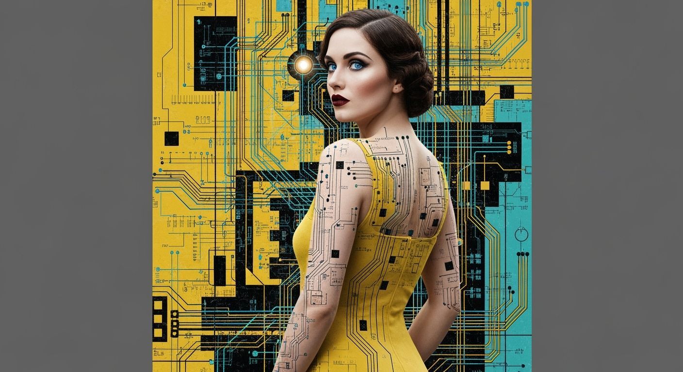 Futuristic Woman Over Shoulder in 1920s Paris